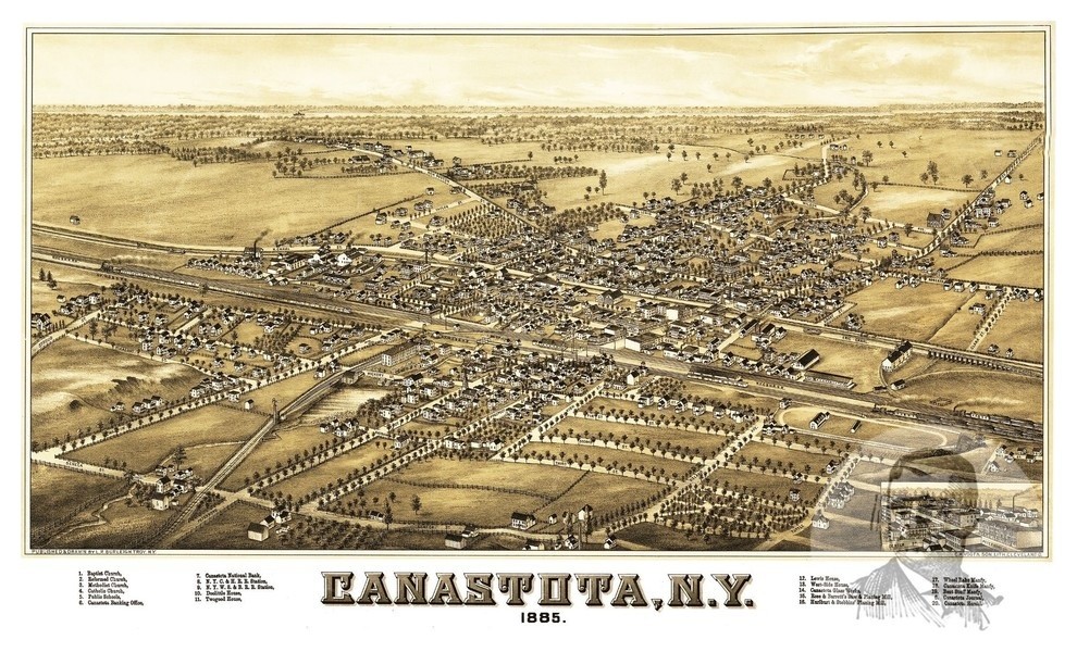 Old Map of Canastota New York 1885, Vintage Map Art Print, 12"x18