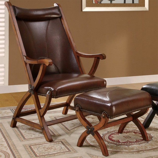 Accent Chair &amp; Ottoman - Brown