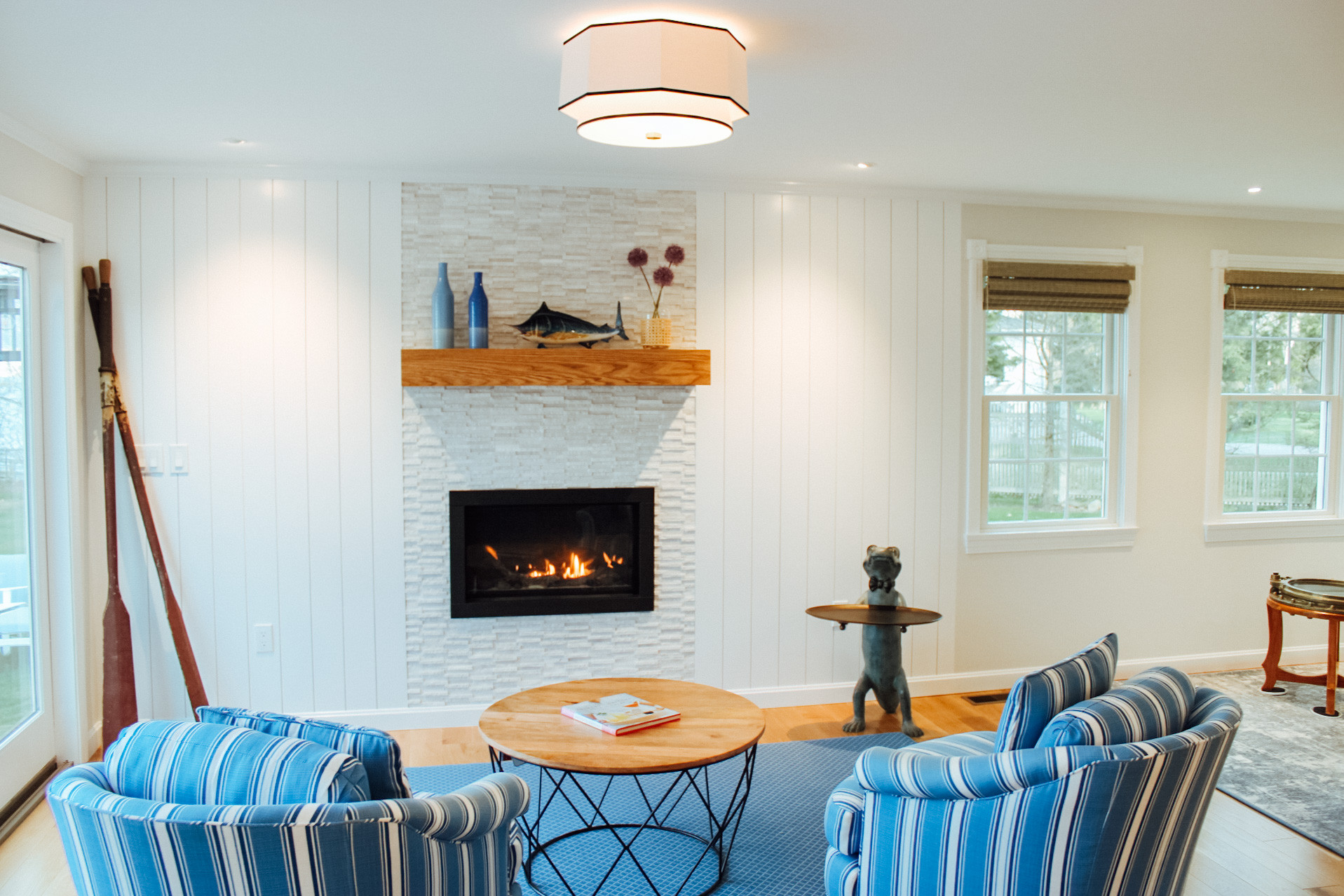 Inspiration for a coastal living room remodel in Providence