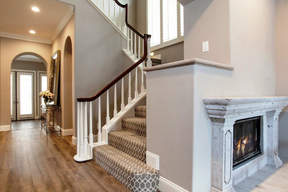 Design ideas for a mid-sized modern hallway in San Diego with grey walls.