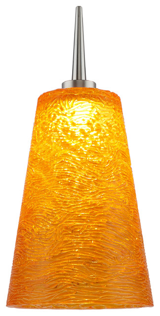 Bling 2, Pendant, LED, 4" Kiss Canopy, Matte Chrome With Amber Glass Shade