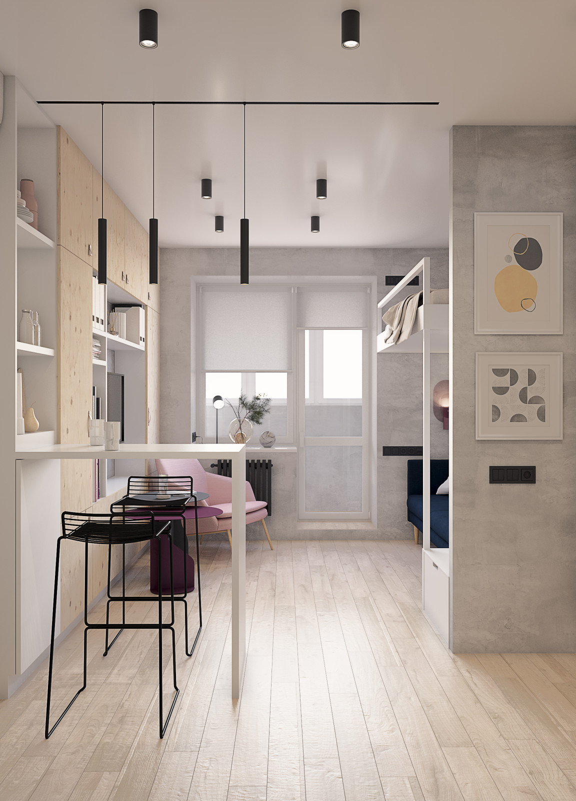 Студия 29м2 для молодой девушки