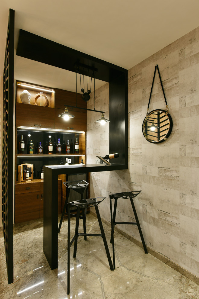 Design ideas for an industrial home bar in Mumbai.