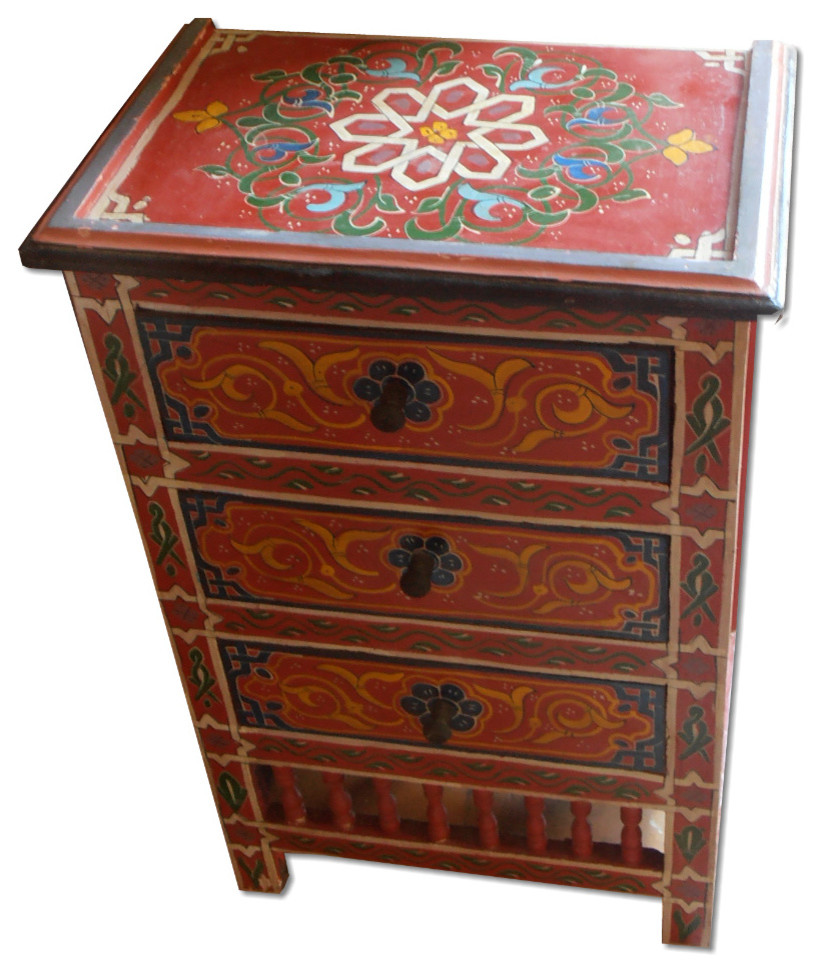 Moroccan hand painting Wooden Chest of drawers