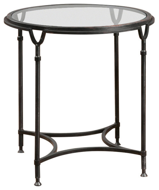 Uttermost Samson Glass Side Table 24469 Transitional Side Tables