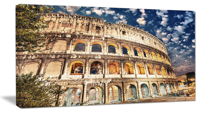 Wonderful Coliseum at Dusk, Landscape Canvas Art Print, 32