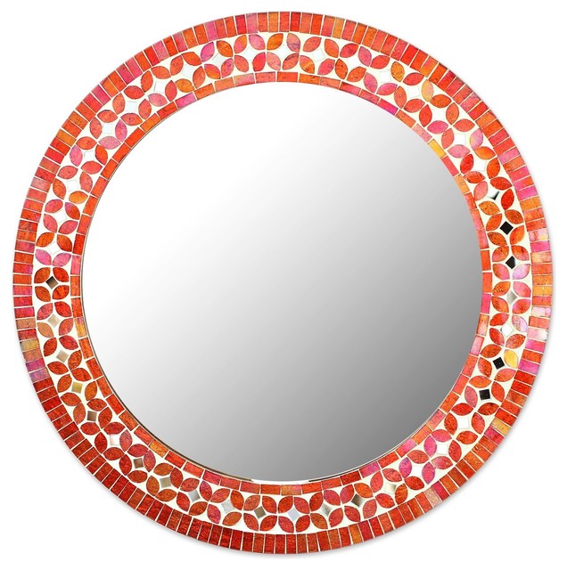Shimmering Blossoms Glass Mosaic Wall Mirror