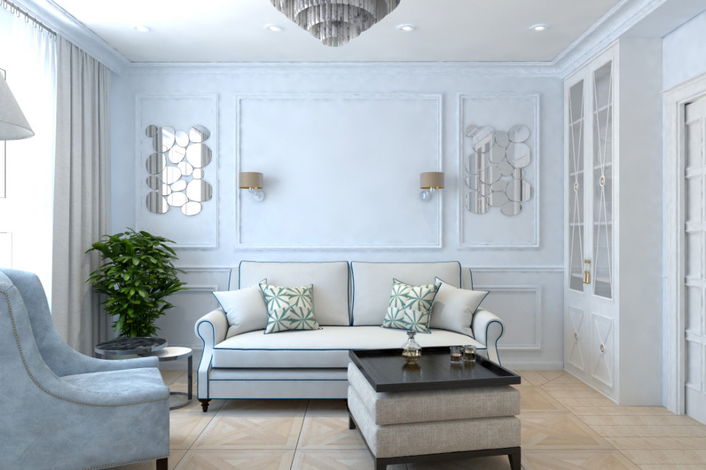 Квартира с голубыми стенами