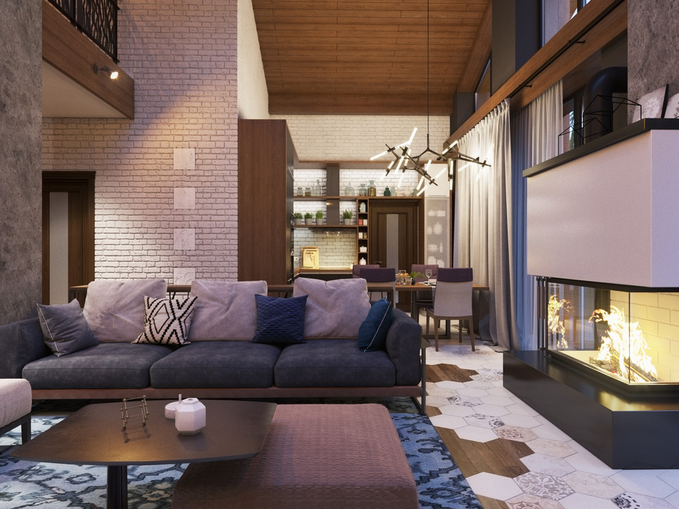 Уютная гостиная со вторым светом