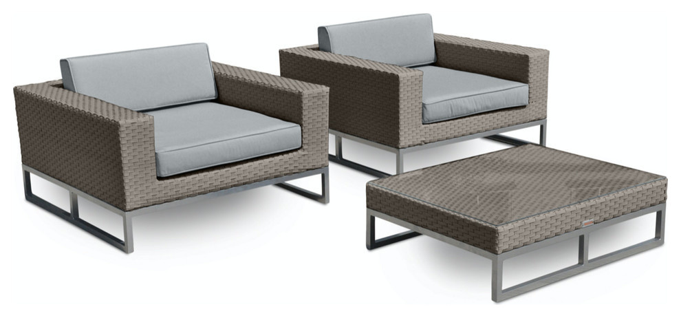 3-Piece Outdoor Patio Furniture Weather Wicker Arm Chair Set