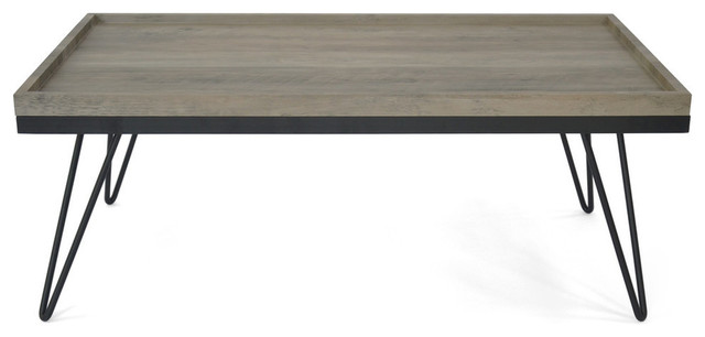 Gdf Studio Eve Industrial Faux Wood Coffee Table With Iron Hairpin