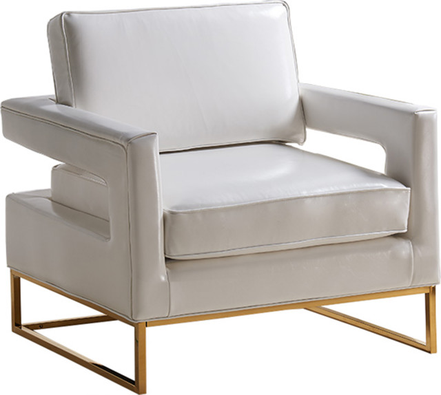 Amelia Faux Leather Accent Chair, White Leather Arm Chair