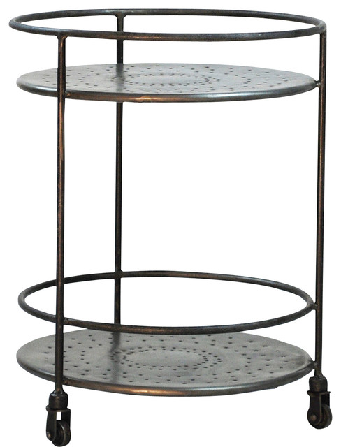 Down Home Furnishings Round Metal Side Table With Shelf On Casters Round Metal Side Table With Shelf On Casters Eclectic Tables And