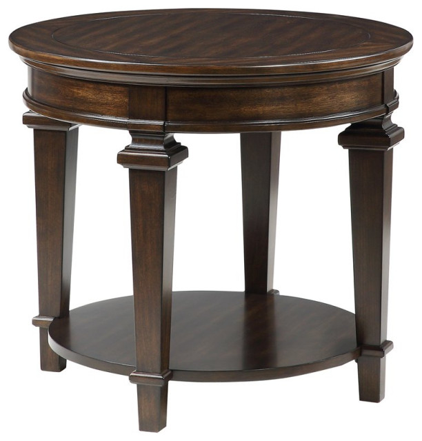 Lexicon Tobias 28" Round Traditional Wooden End Table in Espresso