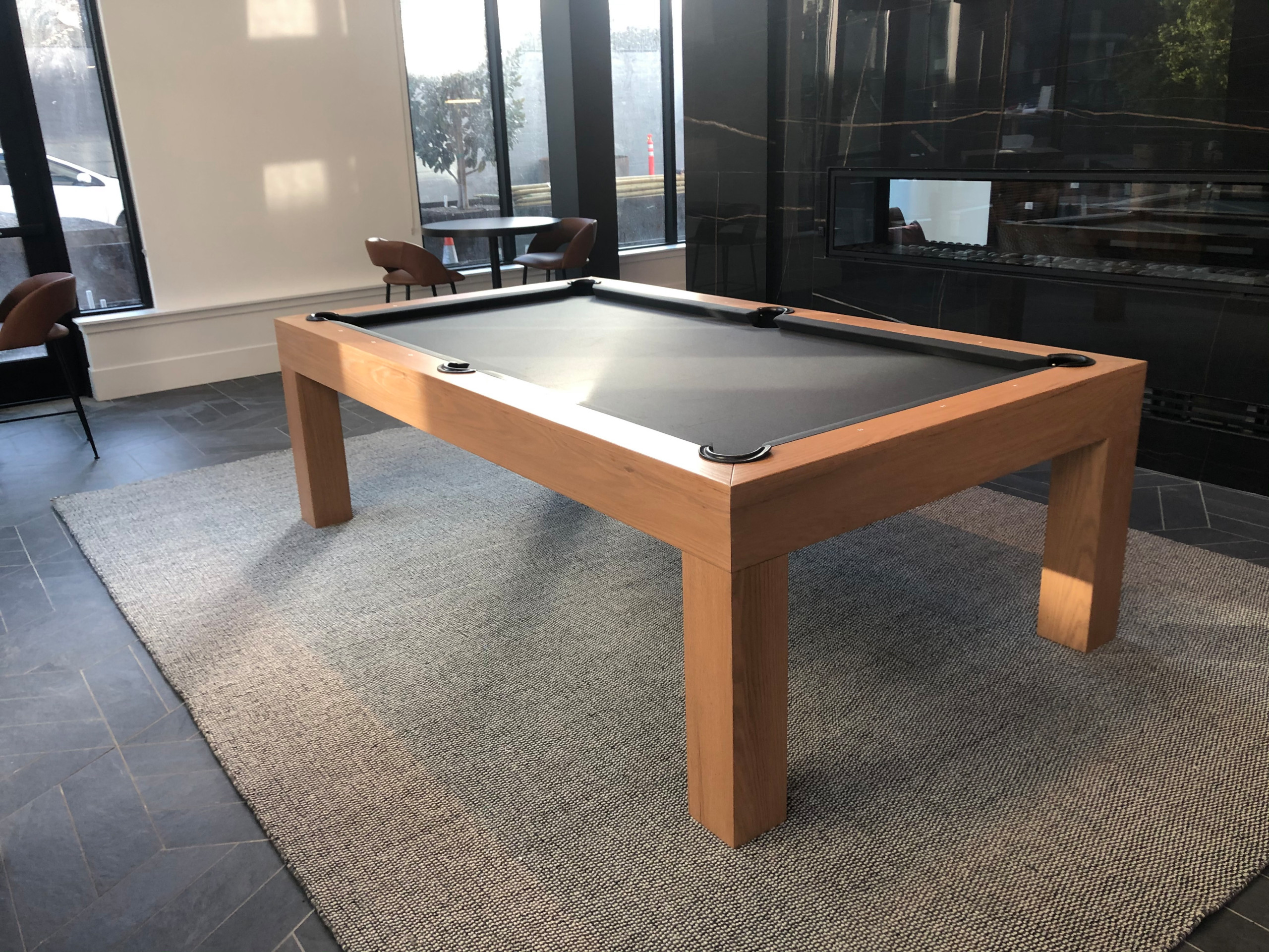 Modern pool table for a game room in an upscale apartment complex