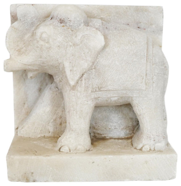 White Marble Elephant Bookend Transitional Bookends by Design Mix Furniture Houzz