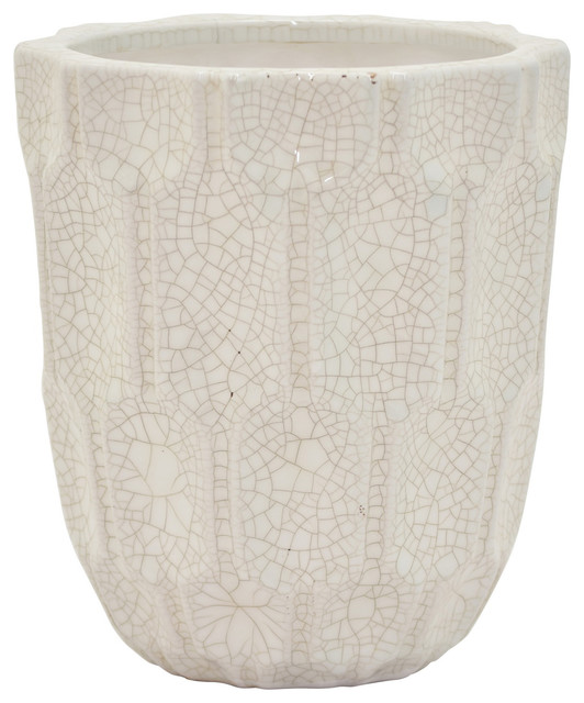 Three Hands White Ceramic Vase, 8.25"