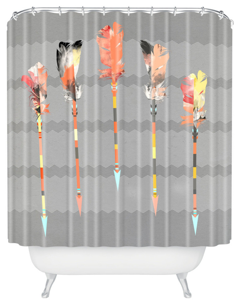Deny Designs Iveta Abolina Gray Pastel Feathers Shower Curtain