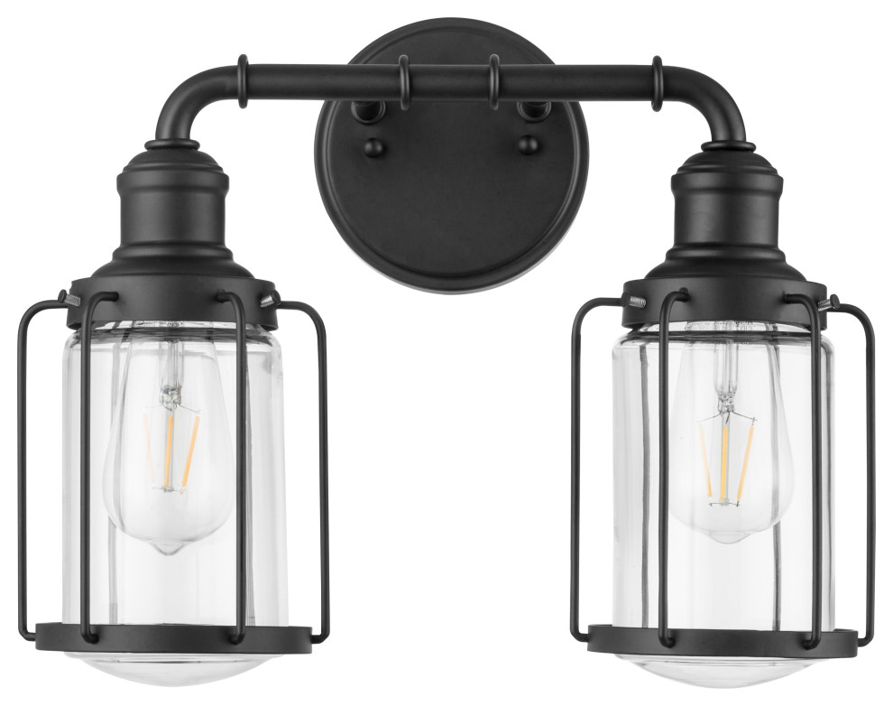 Prominence Home Lincoln Woods Industrial Vanity Light, Matte Black, 2