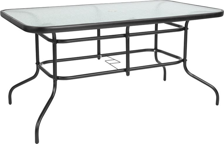 31.5"x55" Rectangular Tempered Glass Metal Table