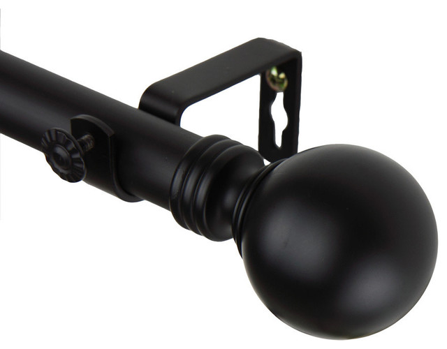 Rod Desyne Window Decorative Hardware Globe Curtain Rod, 48-84", Black