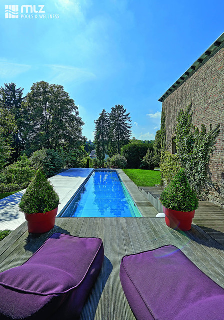 Edler Pool aus Edelstahl mit Edelstahlabdeckung contemporaneo-piscina