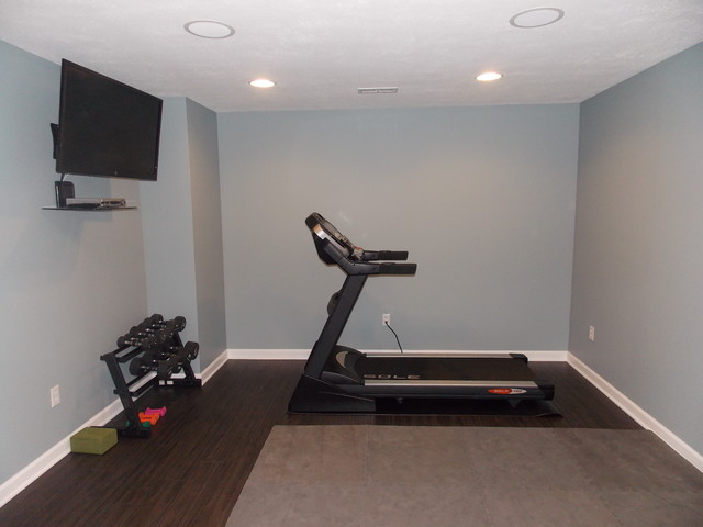 Basement Exercise Room Traditional Home Gym