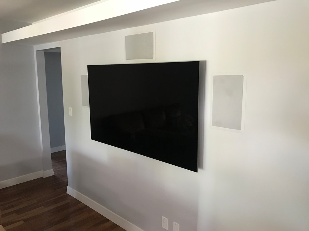 Inspiration for a transitional home theater remodel in Phoenix
