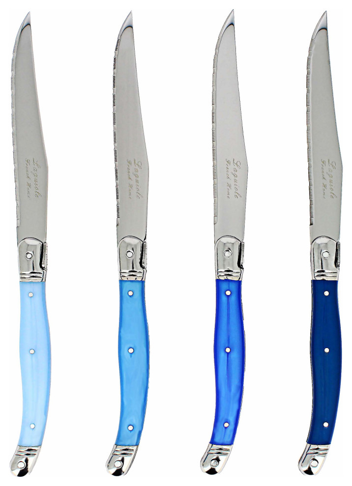 French Home Set of 4 Laguiole Steak Knives, Shades of Blue ...