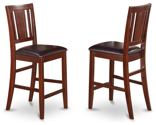 Buckland Counter Height Dining Chair With Leather Uphostered Seat, Set of 2