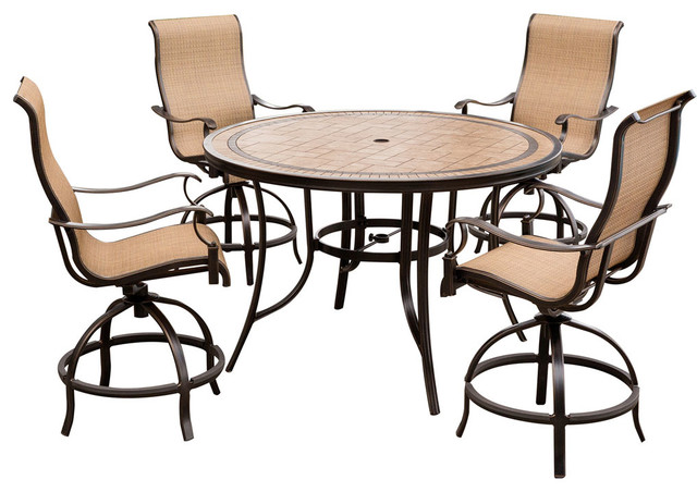 Back Sling Chair Outdoor Dining Set, Round High Top Table And Chairs Outdoor