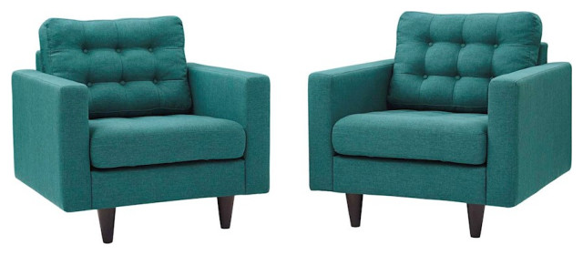 Modway Furniture Empress Armchair Upholstered Set of 2 in Teal -EEI-1283-TEA