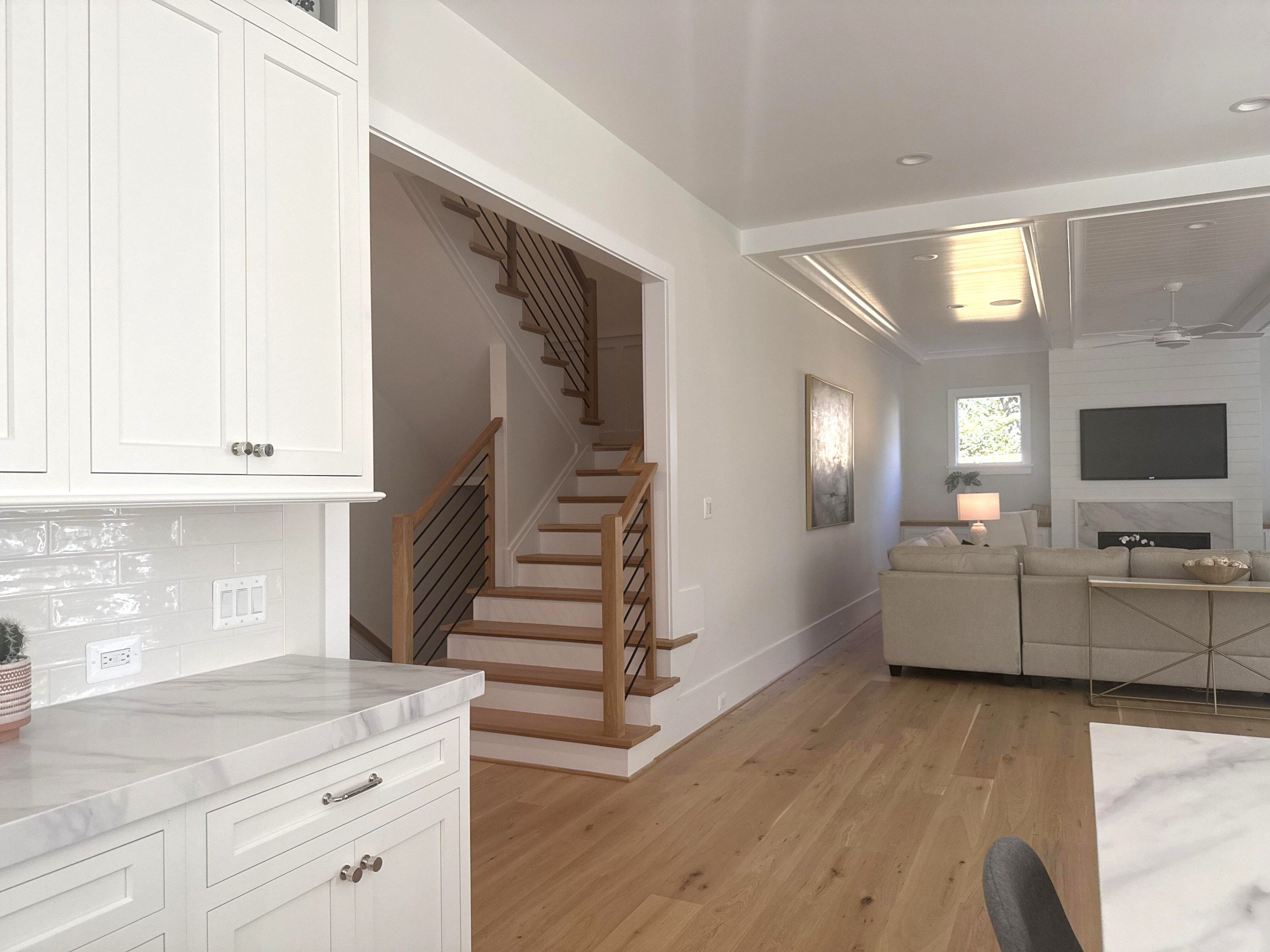 140_Modern White Oak Stair with Horizontal Bar Rail, Falls Church, VA 22043