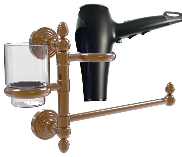 Waverly Place Hair Dryer Holder and Organizer, Brushed Bronze