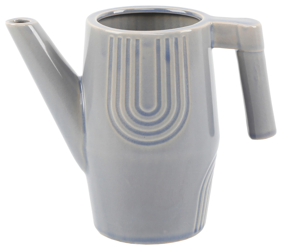 8.75" Rainbow Ceramic Watering Can,Glass Blue Transitional Watering