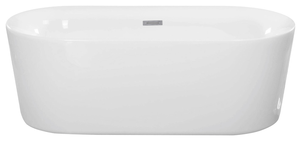Dewey Oval Freestanding Bathtub, White Acrylic, 59" Tub Only