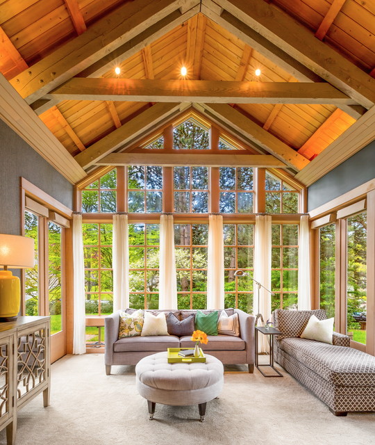 Transitional Custom Great Room nyklassisk-vardagsrum