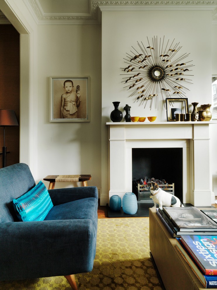 Design ideas for a transitional living room in London.