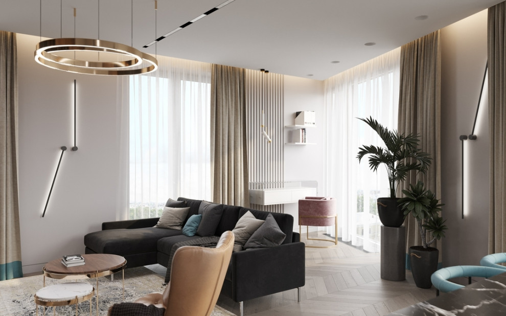 Гостиная и вид на рабочую зону