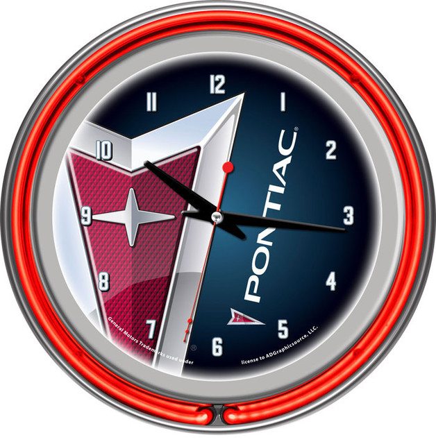 Pontiac Chrome Double Ring Neon Clock Wall Clocks by DCG WholeSale