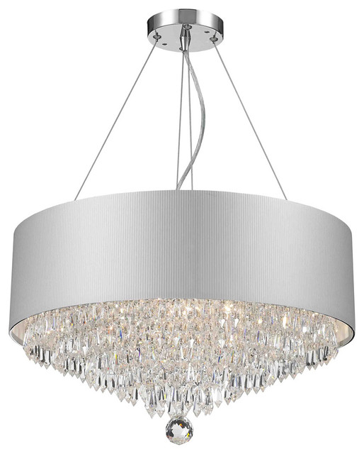 J 8 Light 20 White Acrylic Shade Chrome Finish Clear Crystal Contemporary Chandeliers By Lighting Palace - Modern Round Drum Crystal Chandelier J 8 Light 20 White Acrylic Shade Chrome Finish Clear Crystal Contemporary Chandeliers By Lighting Palace - Modern Round Drum Crystal Chandelier