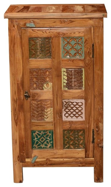 Appalachian Patch Quilt Reclaimed Wood Kitchen Cupboard Cabinet