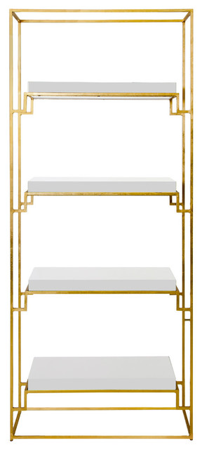 Shadow Gold Leaf Etagere White Lacquer Shelves