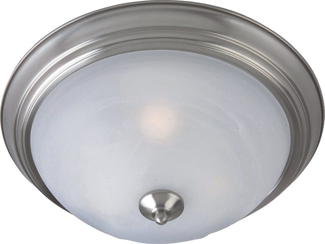 Maxim Lighting 3-Light Flush Mount, Satin Nickel, Marble Glass