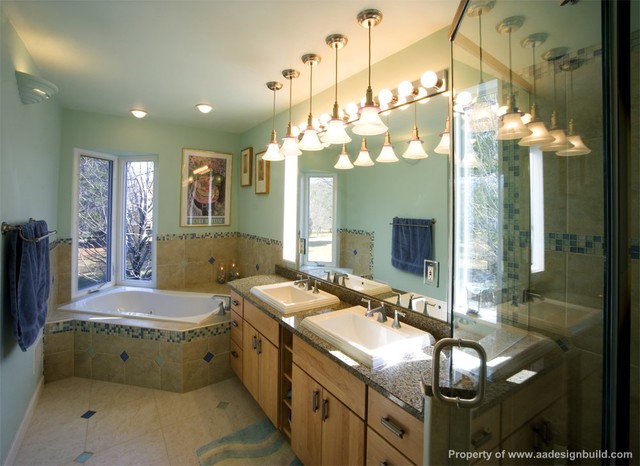 Master Bathroom, Corner Tub, Corner Shower, Germantown, Gaithersburg, A&A Design trendy-badevaerelse