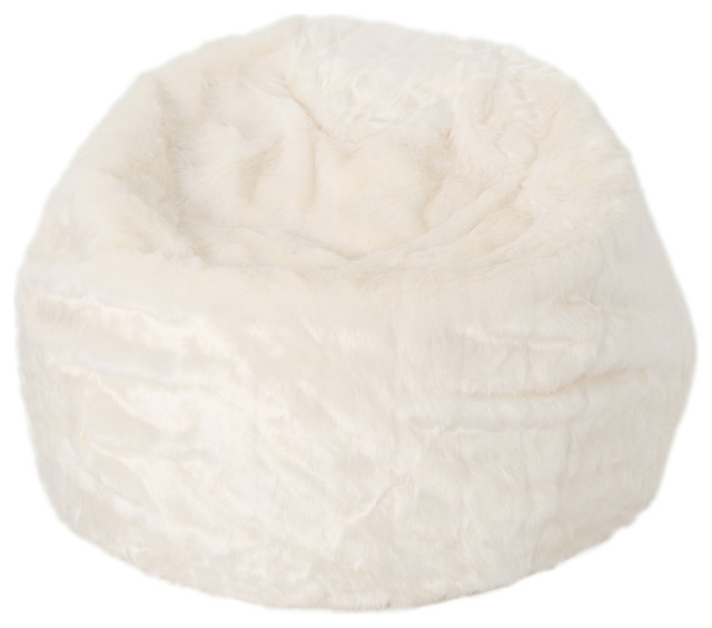 Gdf Studio Laraine Furry Glam White Faux Fur 3 Bean Bag