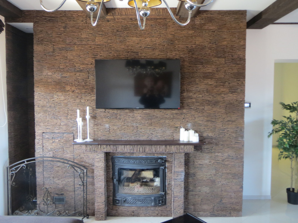 Камин с водным контуром в дачном доме в д. Бовбли