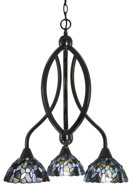 Bow Three Light Chandelier Black Copper Blue Mosaic Tiffany Gl Bow Three Light Chandelier Black Copper Blue Mosaic Tiffany Gl