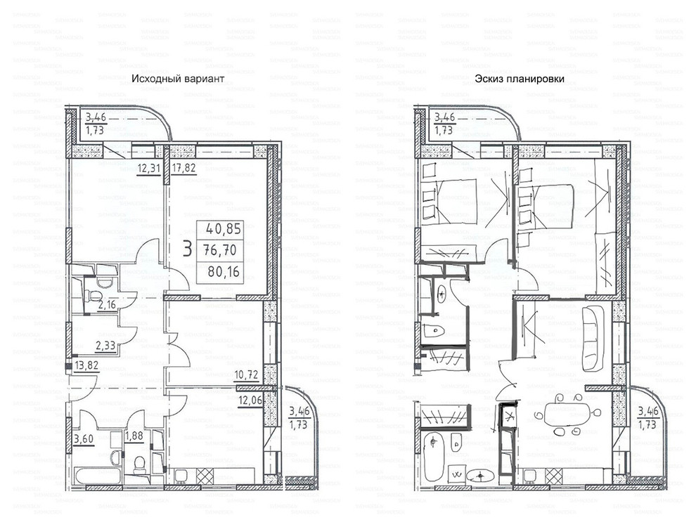 Идеи перепланировки для многокомнатных квартир