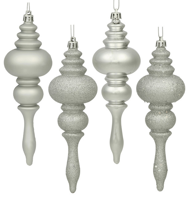 Vickerman 7" Finial 4 Finish Assorted, Set of 8, Silver